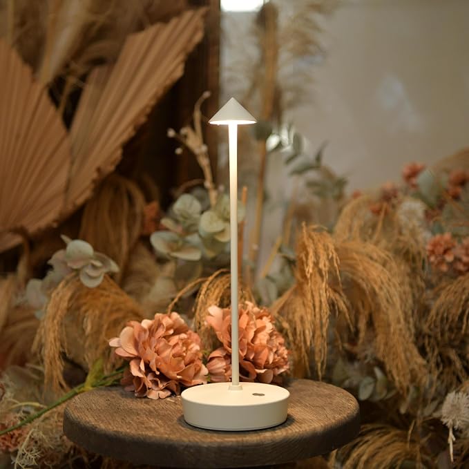 Set of 2 Cordless Rechargeable Led Table Lamp Battery Operated Light White | 6000mAh Touch 3 Color Dimming Portable Metal Outdoor Waterproof Light for Patio/Restaurant/Dining/Home - Image 2
