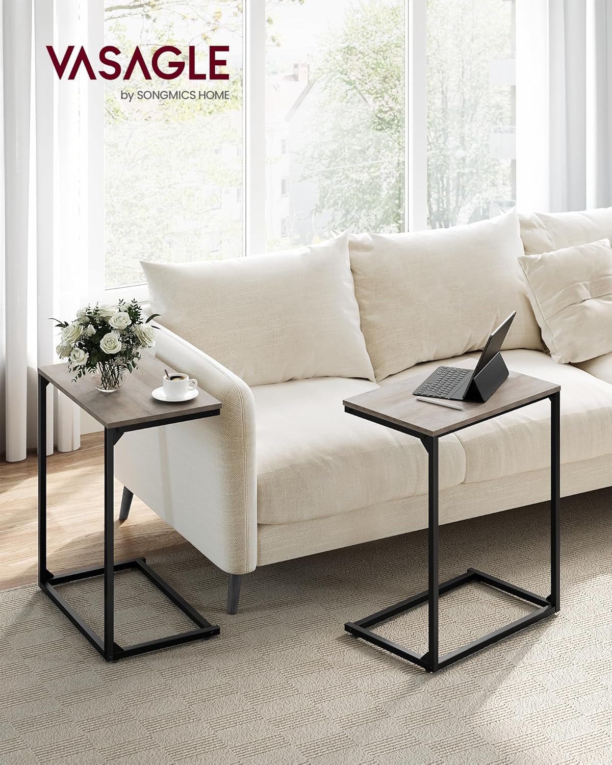 VASAGLE C Shape End Table for Couch or Sofa, Industrial Small Side Table - Image 2