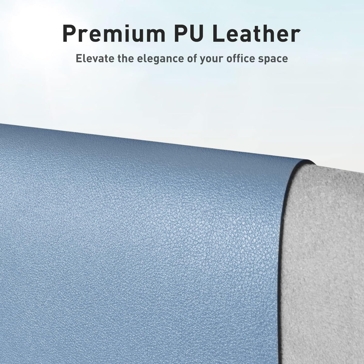 Aothia Leather Desk Pad Protector, Mouse Pad, Office Desk Mat, Non-Slip PU Leather Desk Blotter, Laptop Desk Pad, Waterproof Desk Writing Pad for Office and Home (Denim Blue, 36" x 17") - Image 2