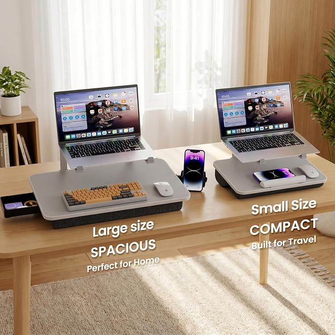 Laptop Lap Desk with Cushion, Laptop Stand for Bed with Pillow | Portable Small Lap Desk for 10-15.6" Laptop, MacBook, Notebook, Home Office Lap Desk for Working or Gaming, Grey - Image 8