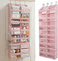 HOMELUX THEORY Over the Door Organizer, 6-Tier XL, 100D Fabric, Baby Pink | Extra wide over the door organizer, 65 lb capacity, 12 side mesh pockets, heavy-duty 100D fabric, bedroom & nursery storage by HomeluxTheory