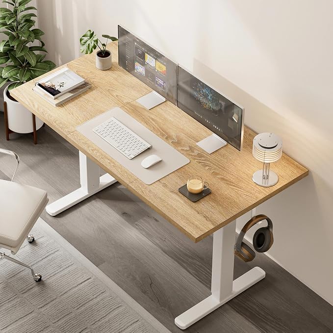 Electric Standing Desk with Cable Management,63 x 24 inch Height Adjustable Desk with Memory Presets, Sit Stand Table for Work from Home, Ergonomic Computer Desk,Oak - Image 2