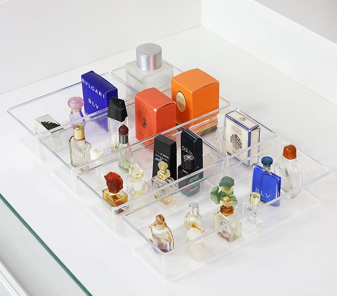 Simple Houseware Clear Drawer Organizer for Office Bin Desk Storage, 3.25"x 9.5", 4 Packs - Image 6