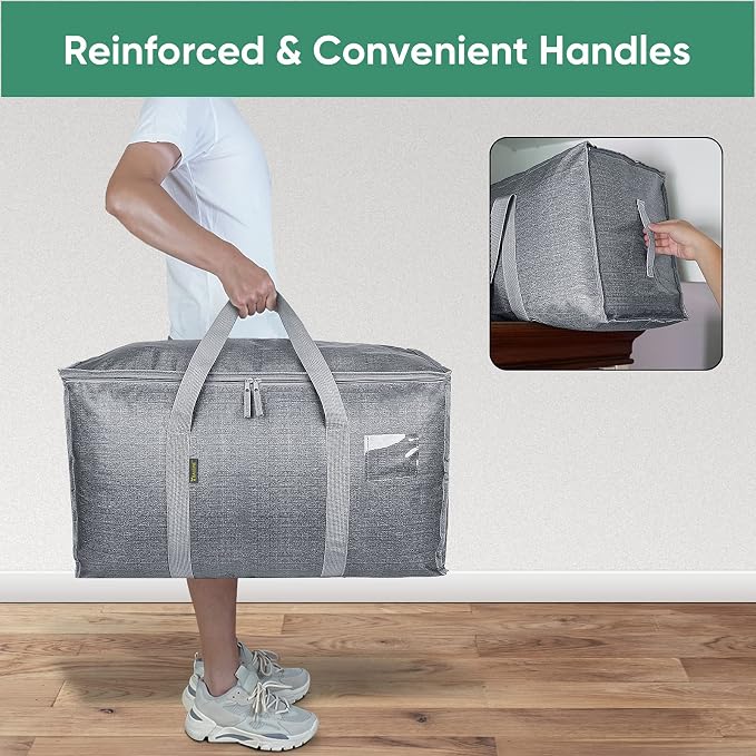 BALEINE 6-Pack Oversized Moving Bags with Reinforced Handles, Heavy-Duty Storage Tote for Clothes, Moving Supplies (Winter Grey, 6-Pack) - Image 5