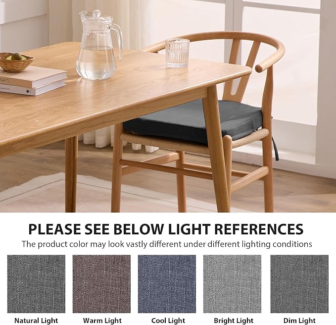 Ruqmuis Chair Cushions for Dining Chairs, 2" Thick Seat Cushions for Kitchen Chairs, D-Shaped Chair Pads with Washable Cover, Ties and Non Slip Backing, 17'' x 16'', Set of 2, Dark Grey - Image 6