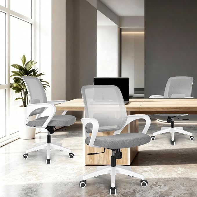 NEO CHAIR Home Office Desk Chair Ergonomic Mesh with Lumbar Support, Grey | Comfortable Mesh Support, Adjustable Height, 360° Swivel and Smooth Casters Designed for Long Hours of Work or Study - Image 8