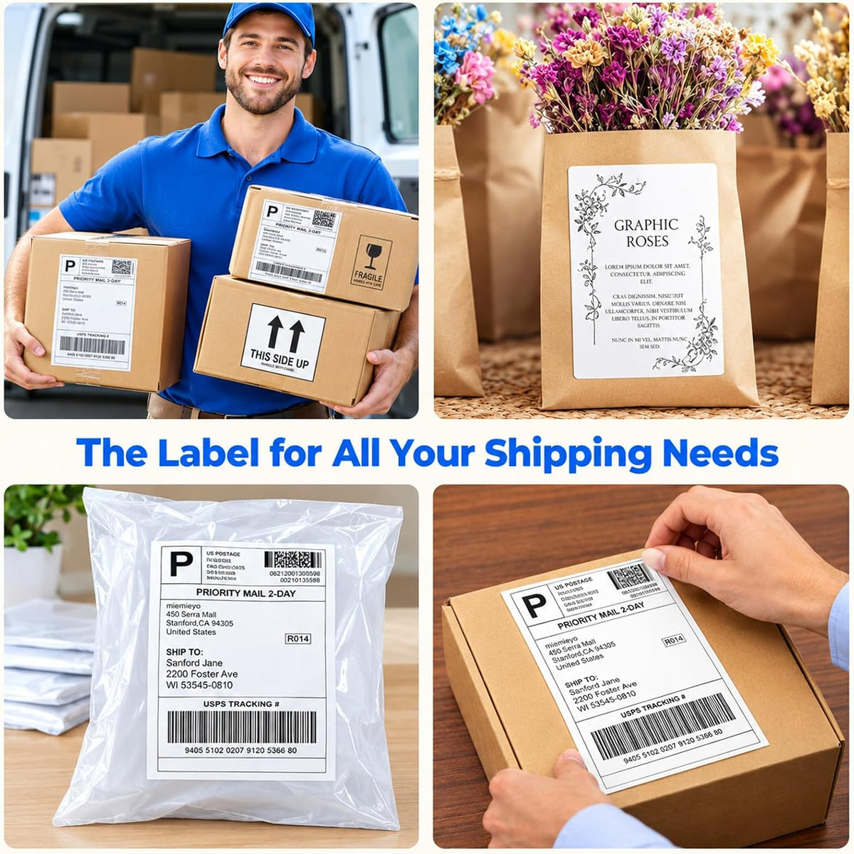 4x6 Thermal Printer Label, 250 Labels/Roll Thermal Shipping Label, 2 Roll - Image 6