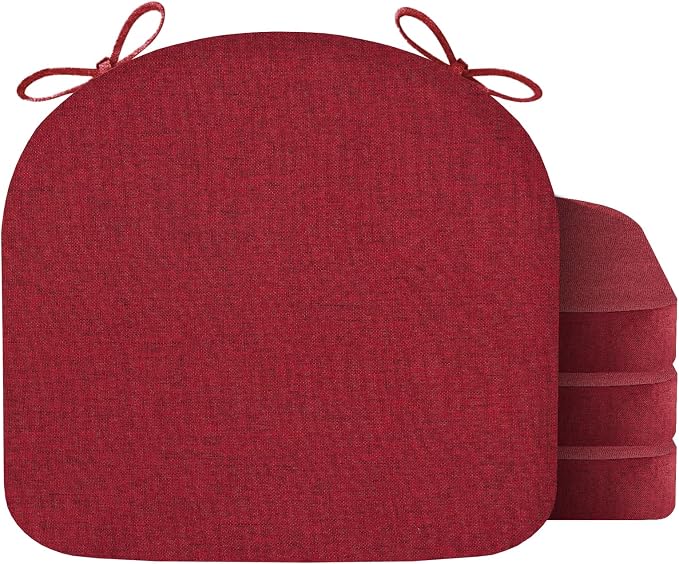 Nordjager Chair Cushions for Dining Chairs, 4 Pack Memory Foam Cushion | 2.5" Thick Chair Cushion; Waterproo Surface with 17" x 16" Size for Kitchen & Dining Chairs, Secure Ties and Washable Cover. by Nordjager