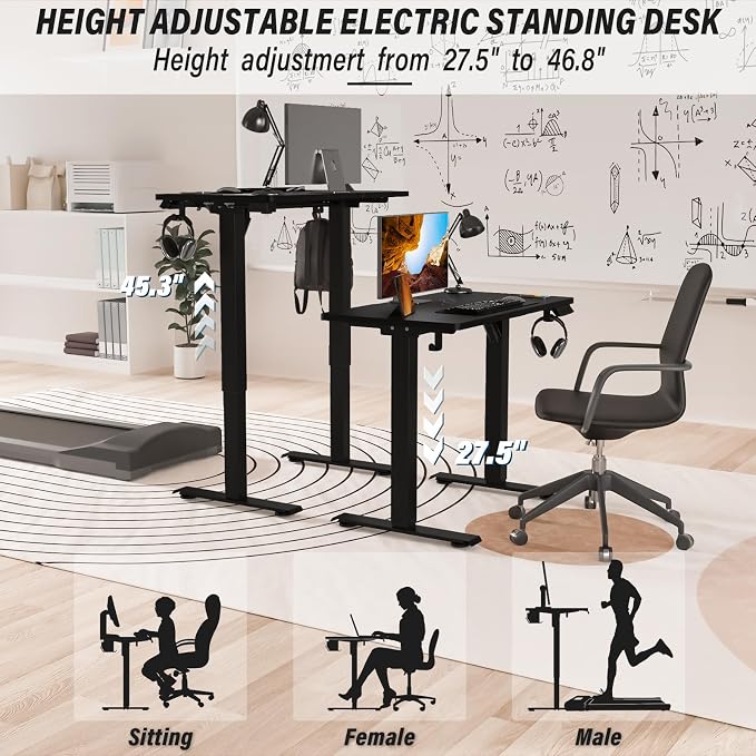Kingant Standing Desk, 35x20 Inch Electric Height Adjustable Computer Desk | Ergonomic Small Sit Stand Desk Rising Desks for Home Office Stand Up Desk Computer Workstation with Cable Management - Image 7