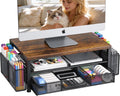 Desk Organizer, Monitor Stand Riser with Drawer and 2 Pen Holders by OPNICE