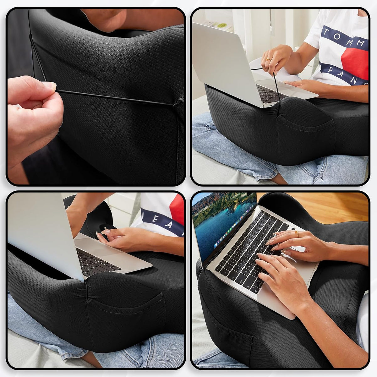 Lap Desk, Reading Pillow, Laptop Pillow for Lap, Portlands Portable Desk Pad for Bed, Couch, Car (Black) - Image 3