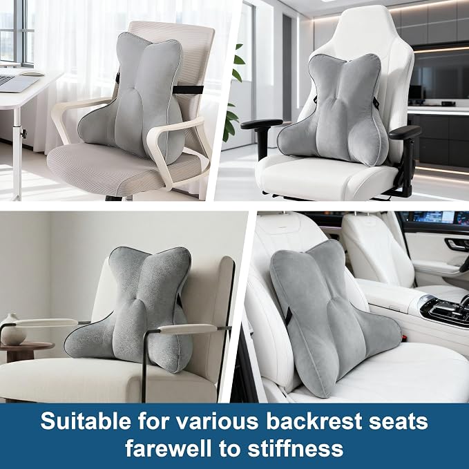 Lumbar Back Pillow (Pat. Pend), Supportive Back Cushion for Bed, Couch & Recliner, Ergonomic Lumbar Pillow with Customizable Firmness for Lower Back Pain Relief, Zinc Gray - Image 6