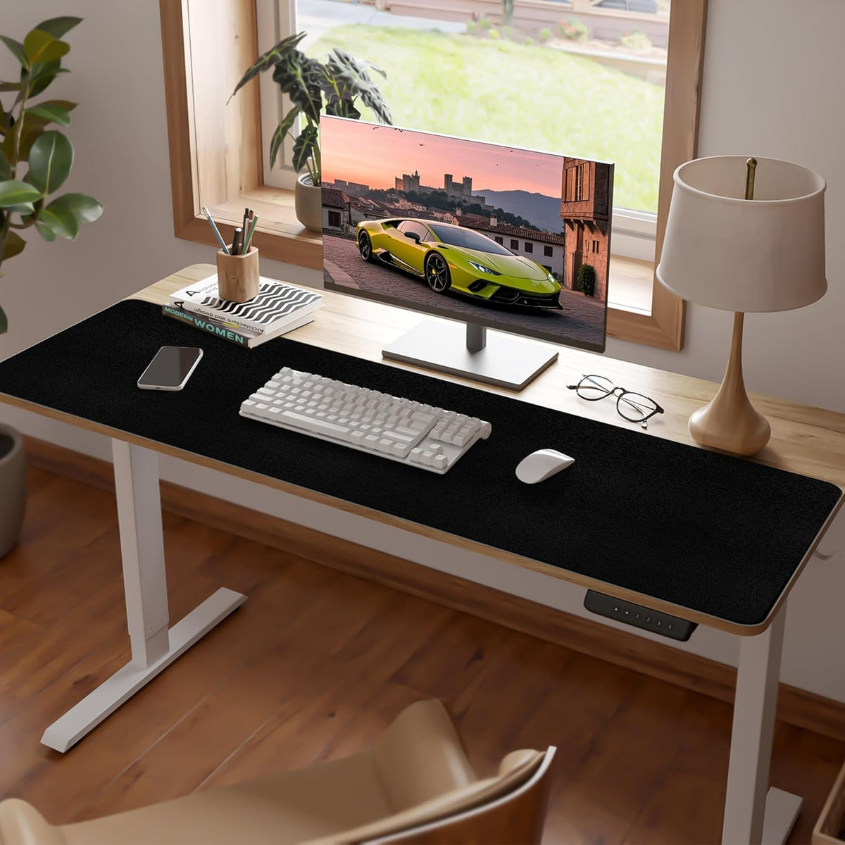 Leather Desk Pad Mat, Large Black Desk Mat, 47.2" x 16.9" - Image 4