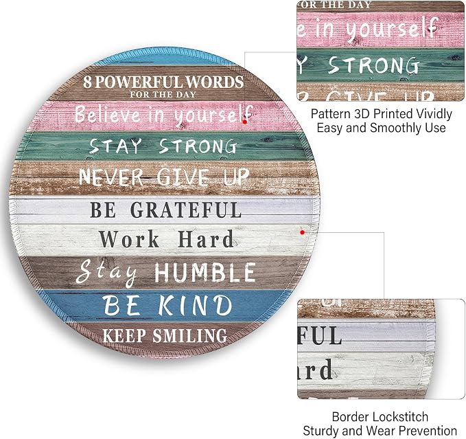 Inspirational Quote Work Mouse Pad, Positive Small Round Mousepad | Mini Travel Wireless Mice Pad for Computer, Office Accessories, Coworker Gifts, 8.6 x 8.6 inch - Image 5