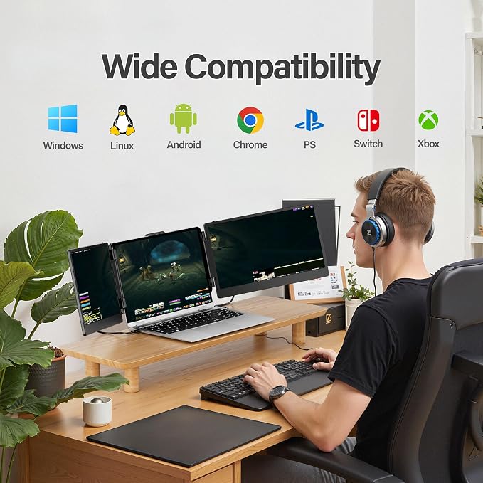 CIDETTY Laptop Screen Extender, 14'' FHD 1080P IPS Ultra-Thin Dual/Triple Monitor Display, HDMI/USB-C Plug-Play Portable Monitor for Laptop, Built-in Speakers(Mac, Win, Android) - Image 8