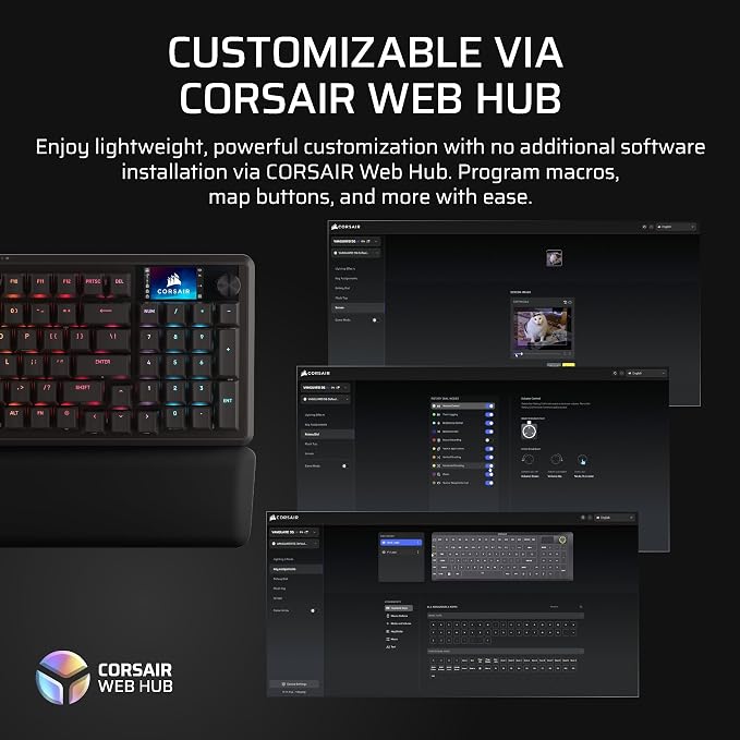 Corsair Vanguard 96 Wired Mechanical Gaming Keyboard – 96% Layout, MLX Plasma Linear Switches, 8000Hz Polling, LCD Display, Virtual Stream Deck, G-Keys, SOCD Flashtap, QWERTY US – Black - Image 12