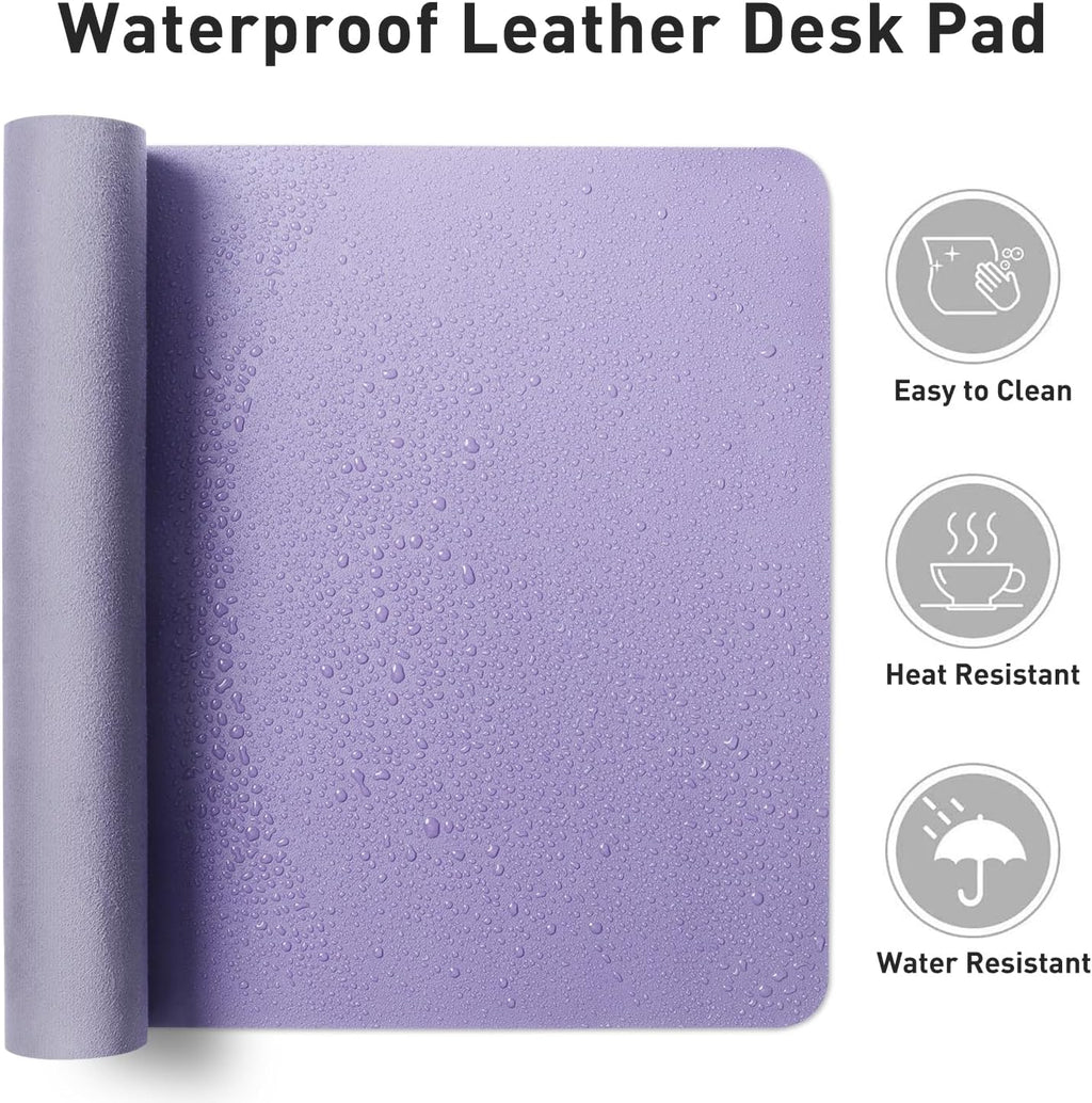 Aothia Faux Leather Desk Mat Mouse Pad, 47.2" x 23.6", Light Purple - Image 8
