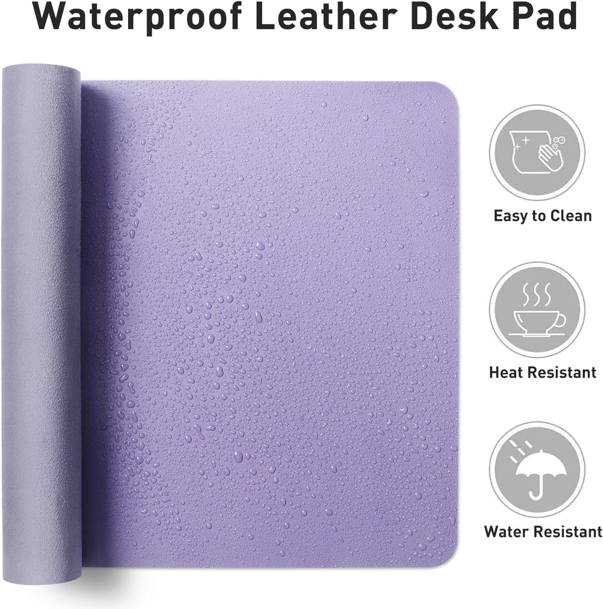 Aothia Faux Leather Desk Mat Mouse Pad, 47.2" x 23.6", Light Purple - Image 8