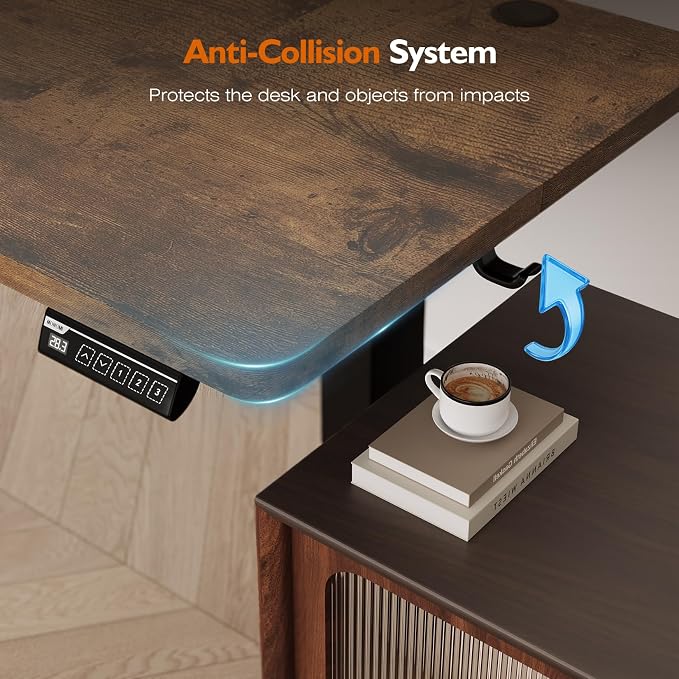 Monomi 59"x24"Electric Standing Desk Adjustable Height Computer Desk | Sit Stand Up Home Office Desk with Memory Preset, Ergonomic Computer Gaming Desk with Anti-Collision, Rustic Brown - Image 4