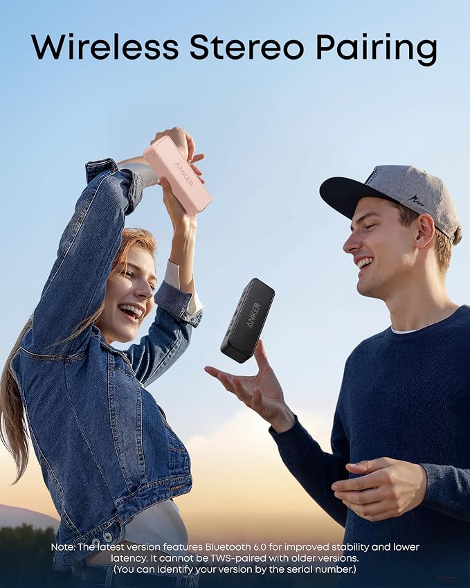 Anker soundcore 2 Portable Bluetooth Speaker, Stereo Sound, IPX7 | BassUp, 24H Playtime, Bluetooth 6, Wireless Speaker for Home, Outdoors, Travel-Pink - Image 4