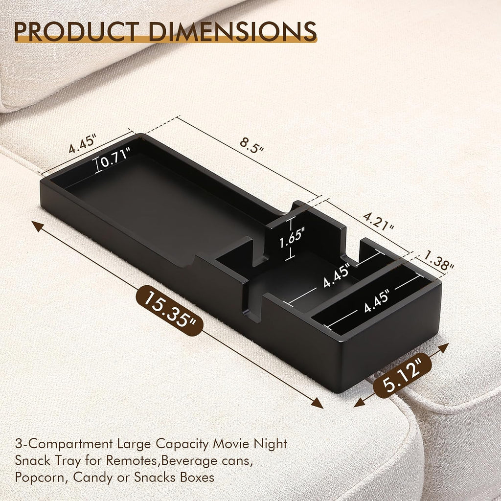 Couch Table Insert for Sectional,15.35x5.12-in,Black Bamboo - Image 2