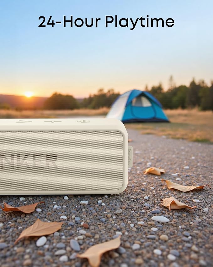 Soundcore Anker 2 Portable Bluetooth Speaker, Stereo Sound, IPX7 | BassUp, 24H Playtime, Bluetooth 6, Wireless Speaker for Home, Outdoors, Travel-Beige - Image 8
