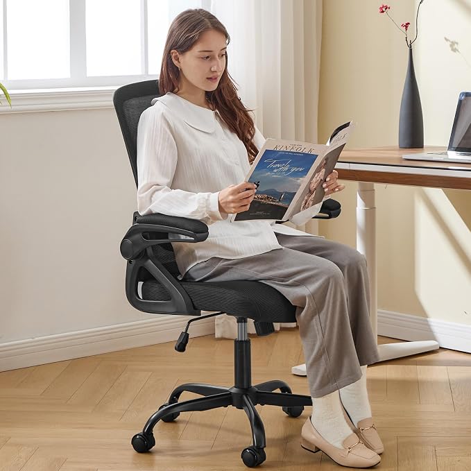 Ergonomic Office Chair Desk Chair with Adjustable Lumbar Support | Mesh Computer Chair Home Office Desk Chair with Flip-up Armrests Executive Task Chair Comfy Mesh Gaming Chair (2Pcs) - Image 2
