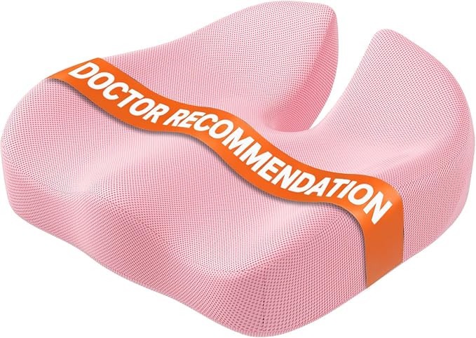 CJACSOC Seat Cushion, Extra Large Memory Foam Cushion for Office Chair Cushions, Ergonomic Cushions Pad Pillow for Pressure Relief Sciatica & Pain Relief for Long Sitting, Pink by Unknown