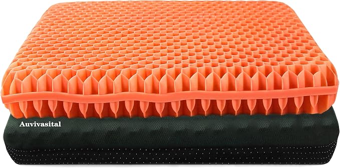 Plus Size Gel Seat Cushion for Long Sitting, Extra Large Cooling Supportive Seat Cushion for Back, Sciatica, Muscle, Tailbone Pain Relief, Use for The Office, Wheelchair, Car, Recliner, Kayak.(Orange) by Unknown