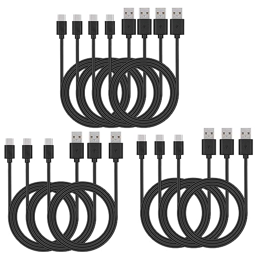 Smays USB C Cable Bulk 10-Pack 3ft, Type C Phone Charger Lot Black by SMAYS