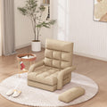 Floor Gaming Chair for Adults, 6-Position Adjustable Chaise Lounge Chair with Meditation Arm, Foldable Lazy Sofa with Pillow, Comfy Chair Indoor for Bedroom Dorm Living Room, Beige by EazeHome
