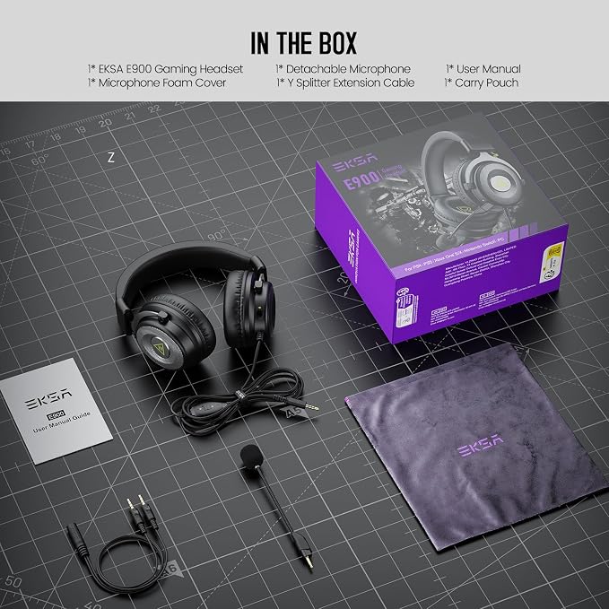 EKSA E900 Gaming Headset with Mic Stereo Headphones for Xbox,PC,PS5 | Detachable Noise Canceling Mic, 3D Surround Sound, Wired Headphone for Gaming, Computer, Laptop, PS4, 3.5MM Jack - Image 7