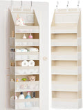 Criusia Over the Door Organizer, 6-Shelf Closet Hanging Storage with 13 Mesh Pockets, 55lbs Capacity Behind the Door Storage for Baby Nursery, Bathroom, Bedroom, and Dorm, Beige by Criusia
