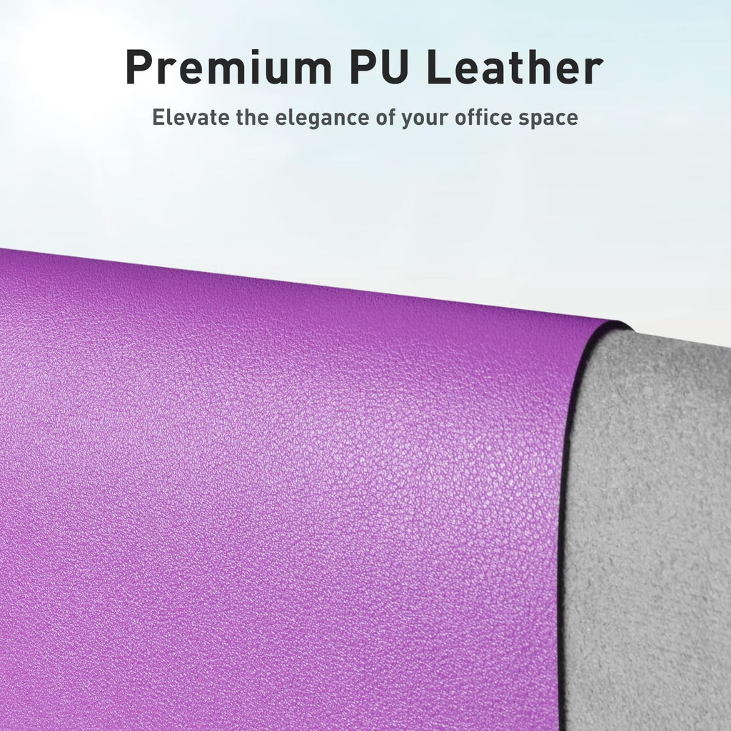 Aothia Leather Desk Pad Protector, Mouse Pad, Office Desk Mat, Non-Slip PU Leather Desk Blotter, Laptop Desk Pad, Waterproof Desk Writing Pad for Office and Home (31.5" x 15.7", Iris Violet) - Image 2