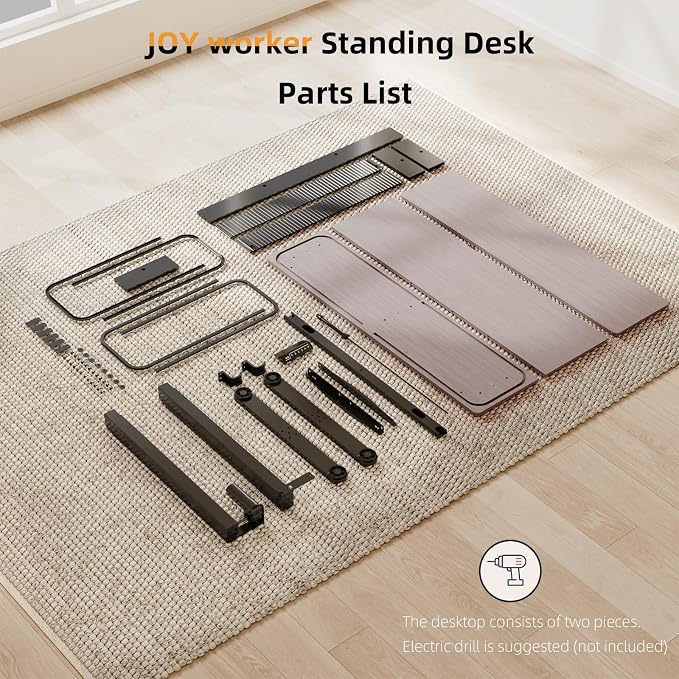 JOY worker 48" Electric Adjustable Standing Desk with Storage Monitor Stand | Grey Computer Desk Height Adjustable with Storage Shelves, Spacious Woskstation, Sit Stand Desk with 2 Hooks for Home Office - Image 9