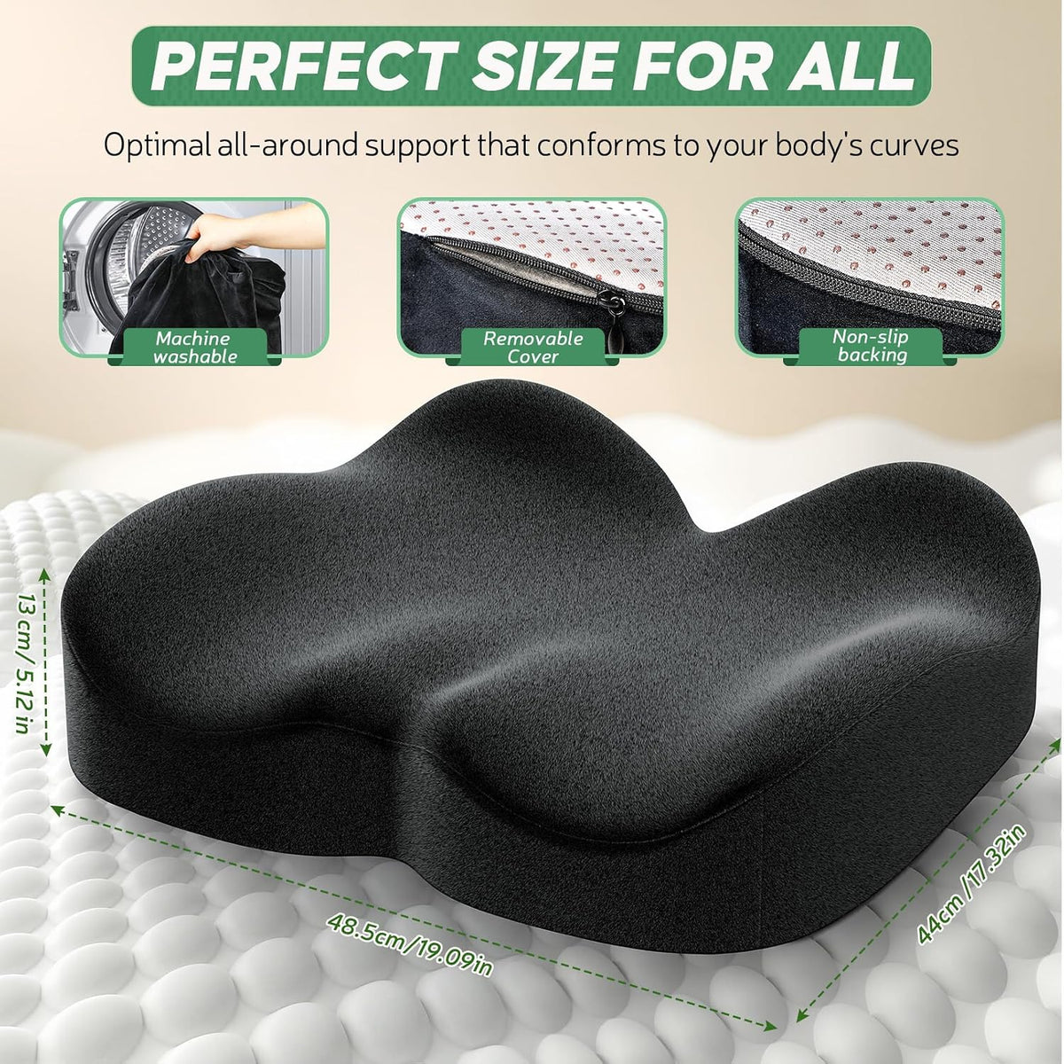 Benazcap Memory Foam Seat Cushion, Ergonomic Office Chair Pressure Relief - Image 5