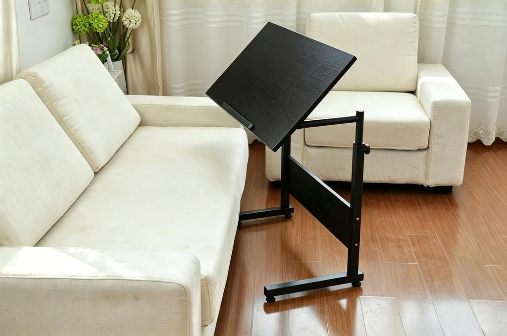 Overbed Bedside Sofa Bed Table with Wheel Adjustable Swivel Top Home Office - Image 6