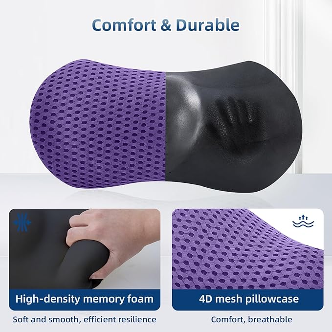 Lumbar Pillow, Memory Foam Lumbar Support Pillow for Office Chair and Car Seat, Ergonomic Streamline Back Pillow for Lower Back Pain Relief, Back Support Pillow for Sitting, Driving, Traveling - Image 3