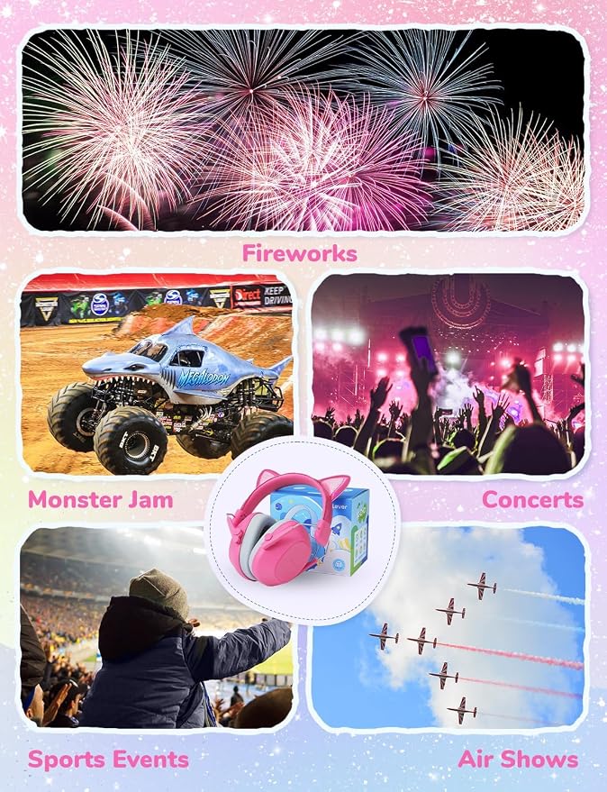 iClever EM01 Noise Cancelling Headphones for Kids Adults, SNR 29dB EarMuffs | Noise Reduction Ear Muffs for Autism Sensory Concentration Aid Ear Hearing Protection for Fireworks Event Monster Jam Concert - Image 5