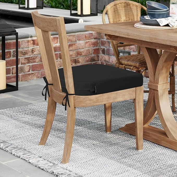 idee-home Outdoor Chair Cushions Set of 4, 17 x 17 Outdoor Seat Cushions | Patio Chair Cushions for Outdoor Furniture Waterproof with Ties, Outdoor Seat Cushion, Patio Chair Pads Dining Chair - Image 6