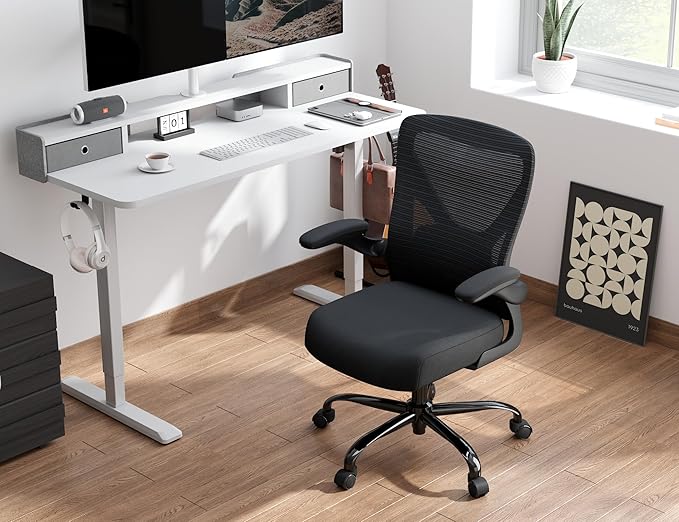 Office Chair: 330LBS Mesh Ergonomic Desk Chair Comfy with 3D Lumbar& Swivel | Ergalithic Computer Chair-Executive Task Chairs with Flip-up Arms Home Office Desk Chairs Gaming Chair for Adults(Full Black) - Image 3