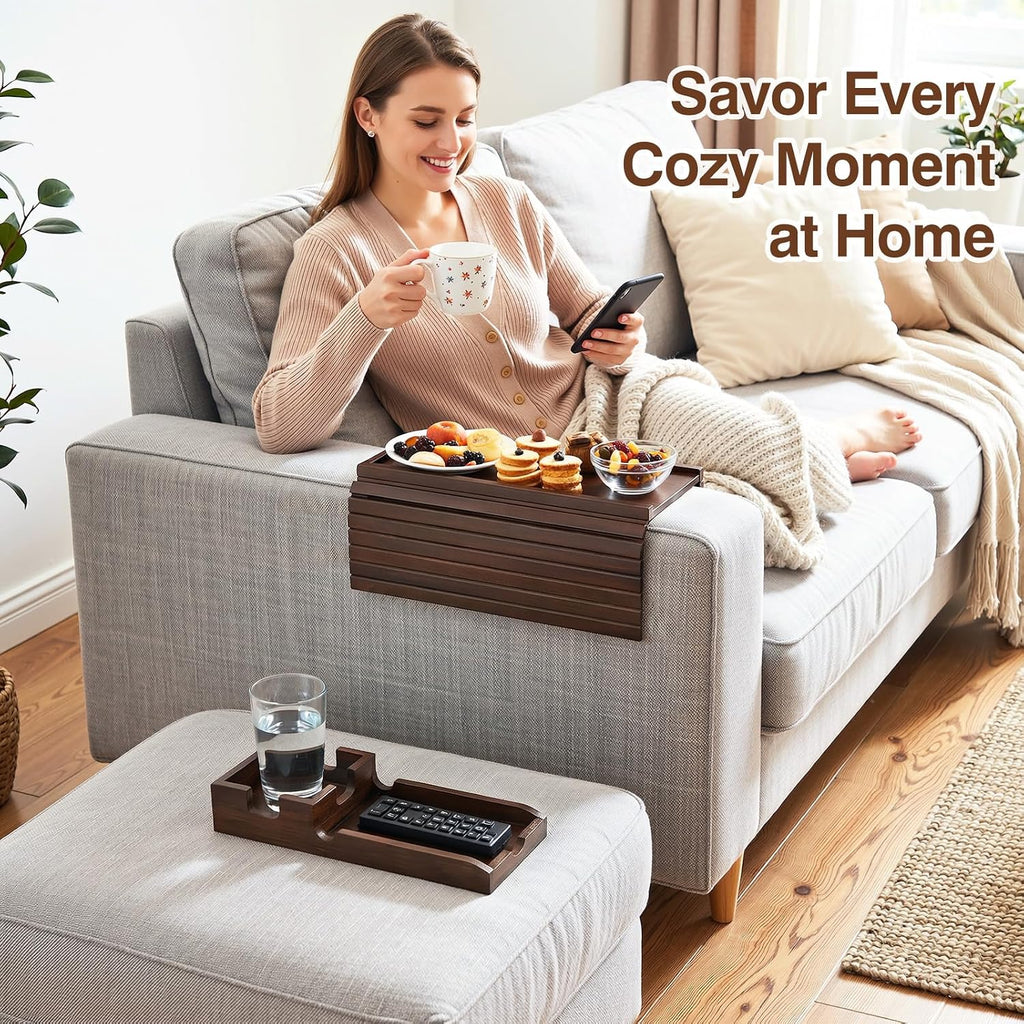 Couch Arm Tray, 2-in-1 Split Design Sofa Armrest Tray for Couch - Image 7
