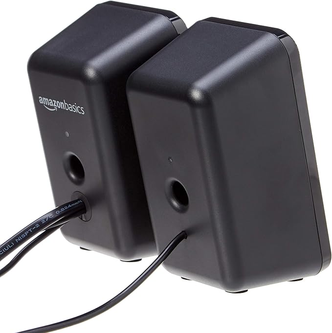 Amazon Basics AC-Powered Computer Speakers for Desktop or Laptop PC with Volume Control, Headphone Jack, Black (US Version) - Image 3