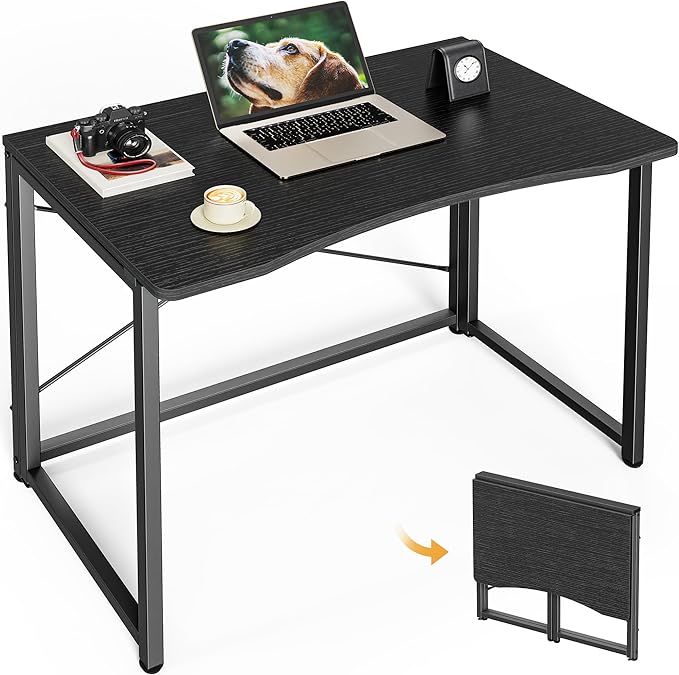 Huuger Folding Desk for Small Spaces, 31.5 Inch Foldable Computer Table | Easy Assembly, Small Writing Work Office Computer Desk, for Home Office, Study, Bedroom, Dorm, Space Saving, Black by Huuger