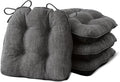 IPYNBAP Chair Cushions for Dining Chairs Set of 4, Kitchen Chair Cushions, Chair Pads with Ties and Non Slip Backing, Tufted Memory Foam Seat Cushion 4 Pack, 18" x 18" x 4", Dark Gray by IPYNBAP