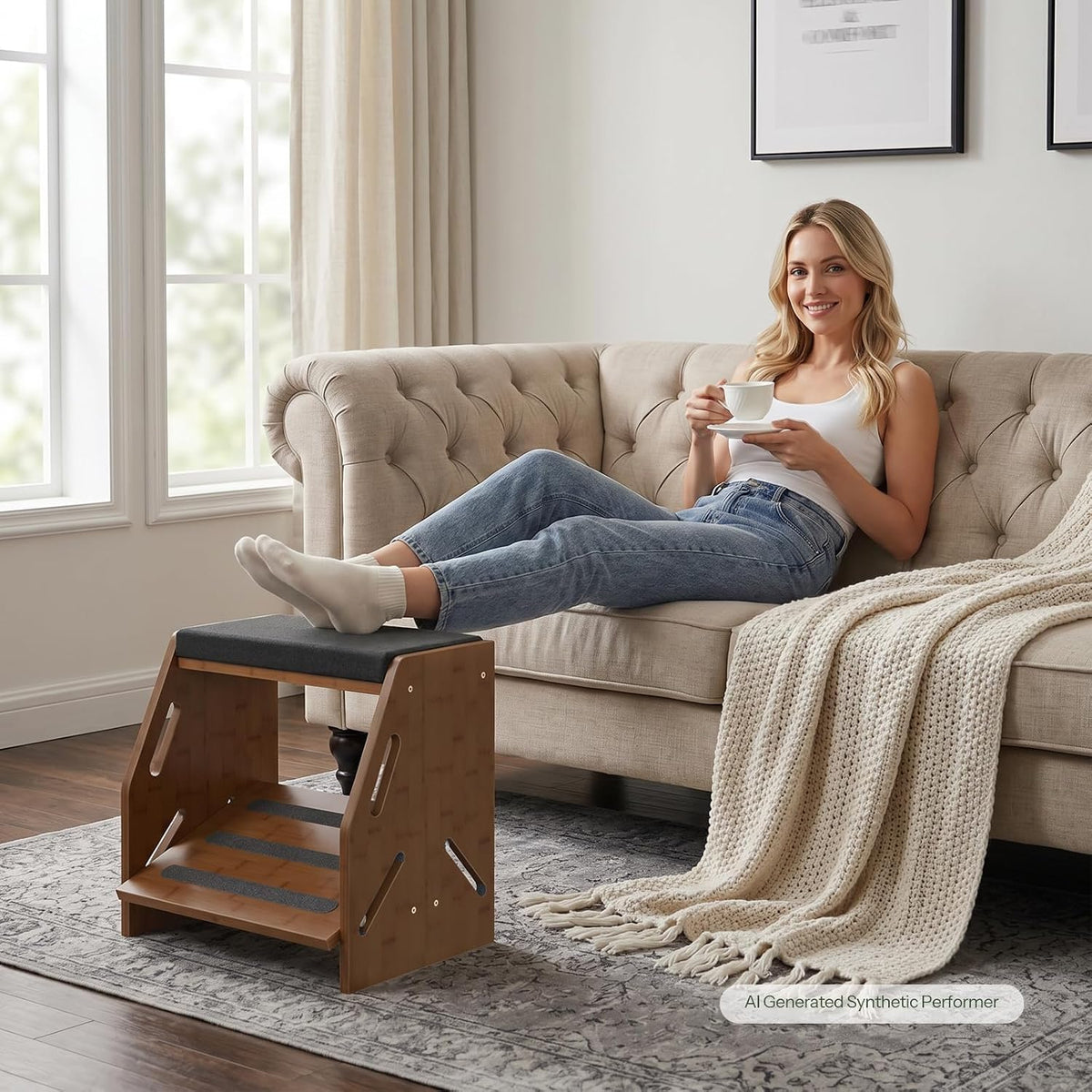 Adjustable Foot Rest Under Desk with Cushion and Non-Slip Design - Image 3