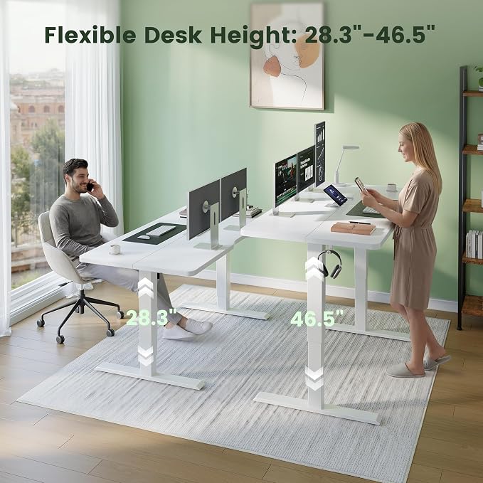 CubiCubi 55 x 24 Standing Desk, Height Adjustable Electric Computer Desk, Sit Stand up Home Office Workstations, White - Image 4