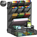 BOHDK Pen Organizer for Desk, Multi-Functional Desk Organizer, Wall Mount Pen Holder with Drawer for School, Office, Home, Art Supplies, Black by BOHDK