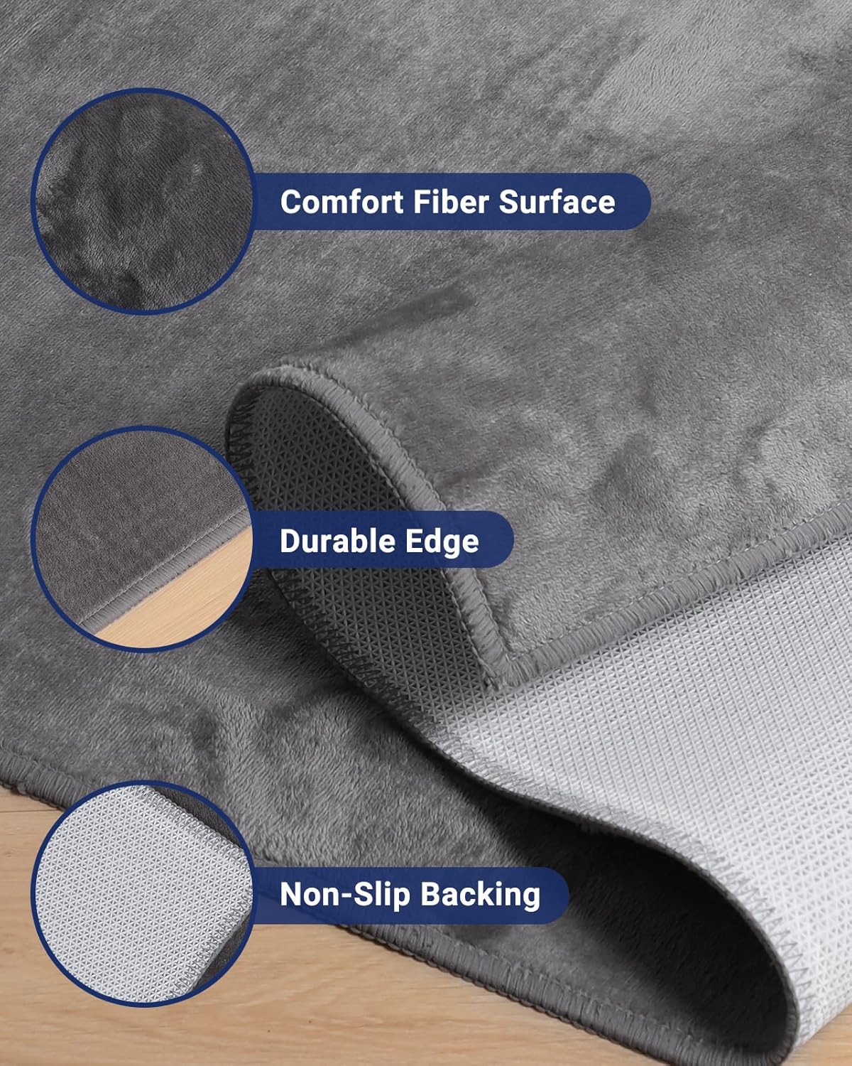 SALLOUS Chair Mat for Hard Floors, 60"x71" Washable Chair Mat Under Desk, Smooth Rolling Desk Chair Mat, Anti Slip Hard Floor Protector, Noise Reducing Desk Rug for Home Office Chair (Dark Gray) - Image 2