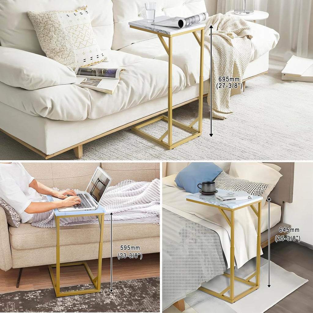 Serteaw C-Shaped End Table, Sturdy Side Table for Couch Sofa Bedside Small Space,C Snack Table TV Tray Record Player Stand Small Tables for Living Room Bedroom,Easy to Assemble,Gold - Image 3